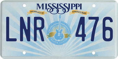 MS license plate LNR476