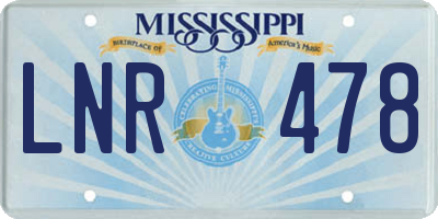 MS license plate LNR478