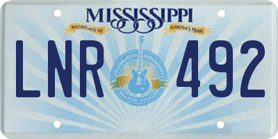 MS license plate LNR492
