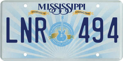 MS license plate LNR494