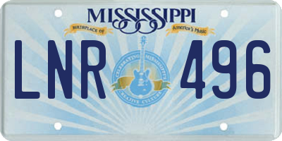 MS license plate LNR496
