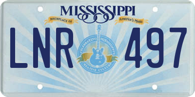 MS license plate LNR497