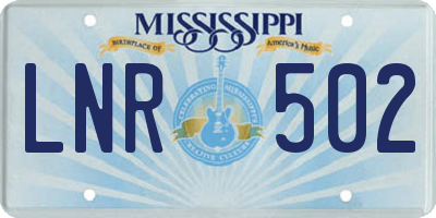 MS license plate LNR502