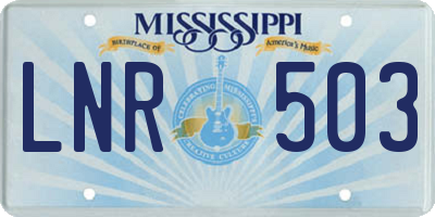 MS license plate LNR503