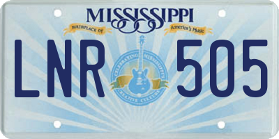 MS license plate LNR505