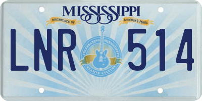 MS license plate LNR514