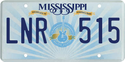 MS license plate LNR515
