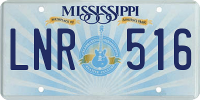 MS license plate LNR516
