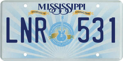 MS license plate LNR531