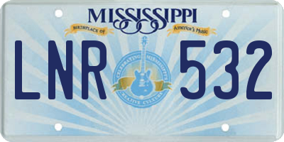 MS license plate LNR532