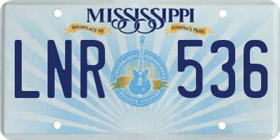 MS license plate LNR536