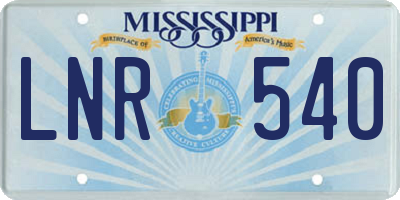 MS license plate LNR540
