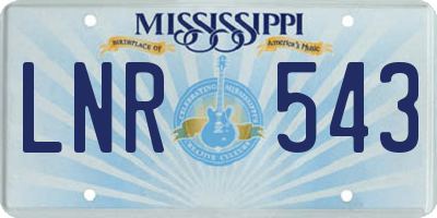 MS license plate LNR543