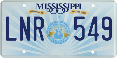 MS license plate LNR549