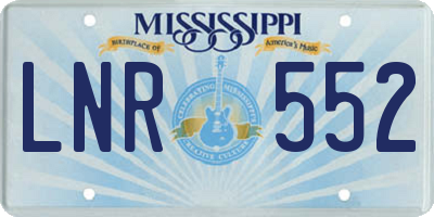 MS license plate LNR552
