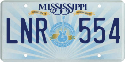 MS license plate LNR554