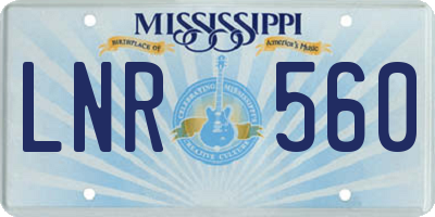 MS license plate LNR560