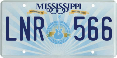 MS license plate LNR566