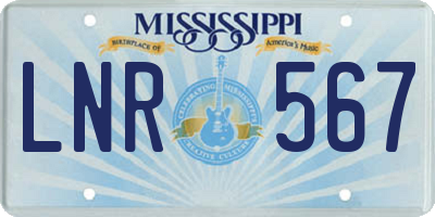 MS license plate LNR567