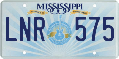 MS license plate LNR575