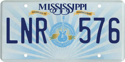 MS license plate LNR576