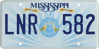 MS license plate LNR582