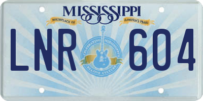 MS license plate LNR604