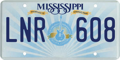 MS license plate LNR608