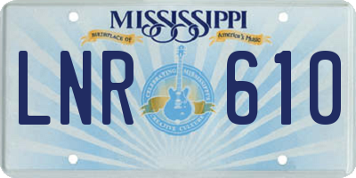 MS license plate LNR610