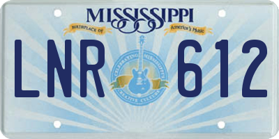 MS license plate LNR612