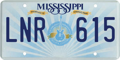 MS license plate LNR615