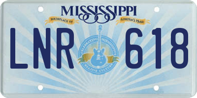 MS license plate LNR618