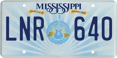 MS license plate LNR640