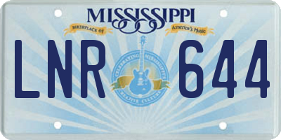 MS license plate LNR644