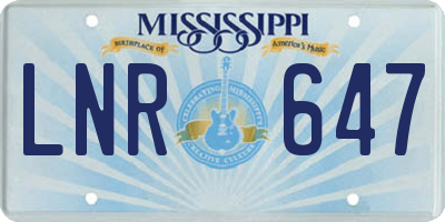 MS license plate LNR647