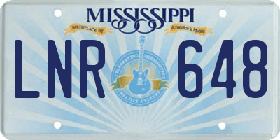 MS license plate LNR648
