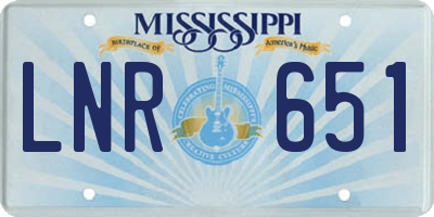 MS license plate LNR651