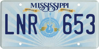 MS license plate LNR653