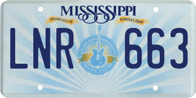 MS license plate LNR663
