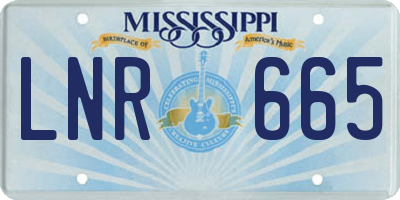 MS license plate LNR665