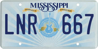 MS license plate LNR667