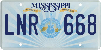 MS license plate LNR668