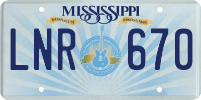 MS license plate LNR670