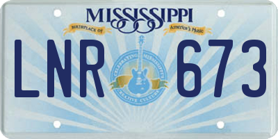 MS license plate LNR673