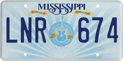 MS license plate LNR674