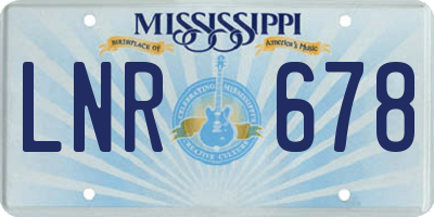 MS license plate LNR678