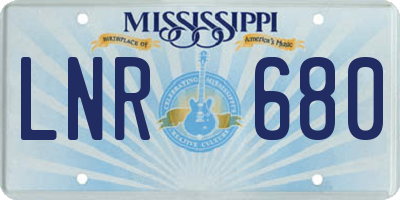 MS license plate LNR680