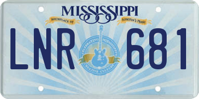 MS license plate LNR681