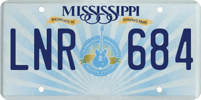 MS license plate LNR684