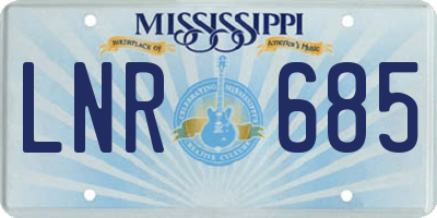MS license plate LNR685